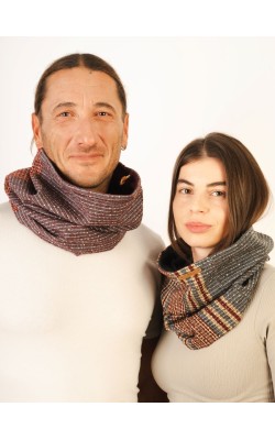 Scarf/Neck/Wool/Petrol - Cherry