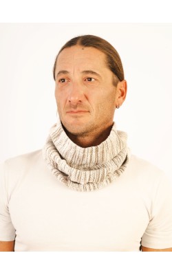 Scarf/Neck -Infinity/Knitted/Cotton/Beige