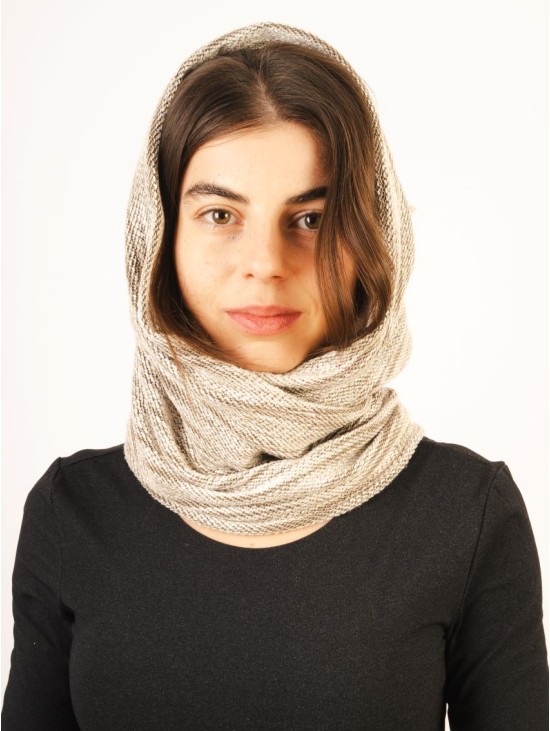 Scarf/Neck -Infinity/Knitted/Cotton/Beige