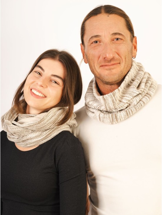 Scarf/Neck -Infinity/Knitted/Cotton/Beige