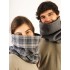 Scarf/Neck/Wool/Blue-Grey Checkered