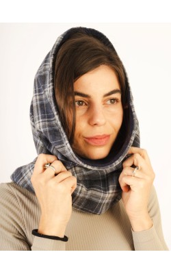 Scarf/Neck/Wool/Blue-Grey Checkered Scarf/Neck/Wool/Blue-Grey Checkered