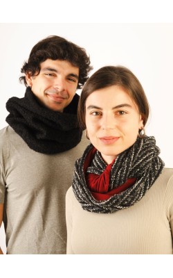 Scarf/Infinity/Knitted/Black-Grey-White
