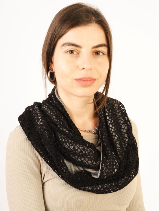 Scarf/Infinity/Lace & Cotton/BLack-Grey