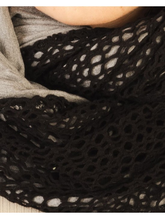 Scarf/Infinity/Lace & Cotton/BLack-Grey