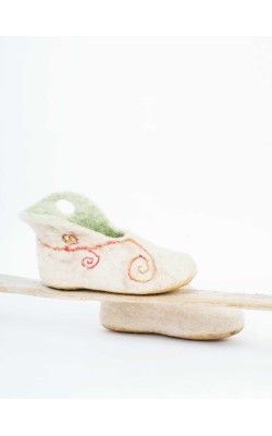 Malo Botties/Ecru- mint - silk cord