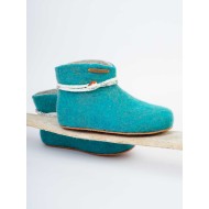 Ankle booties/ Aegean Blue-green with cord and button