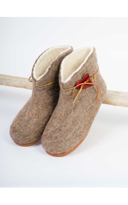 Eros/ Ankle Booties/Sand /Leather Red Heart