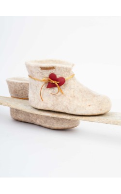 Eros/Ankle Booties/Ecru/Leather Red Heart