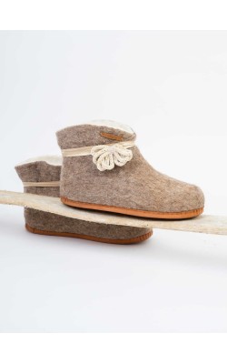 Afrodite/Ankle Booties/Sand - White/ Cotton Bow