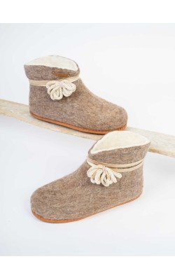 Afrodite/Ankle Booties/Sand - White/ Cotton Bow