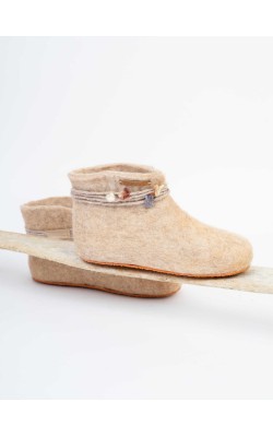 Orfeas/Ankle Booties/Beige with Flower Cord