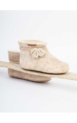 Afrodite/Ankle booties/Beige-cotton bow