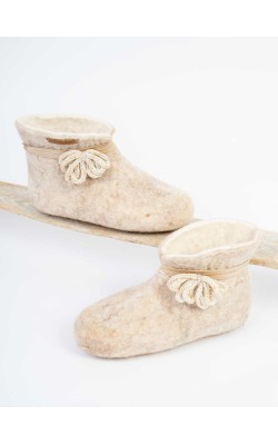 Afrodite/Ankle booties/Beige-cotton bow